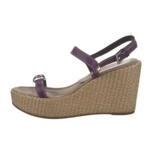PRADA Purple Rock Stud Accent Leather Espadrille Platform Sandals Size 36.5 VGUC
